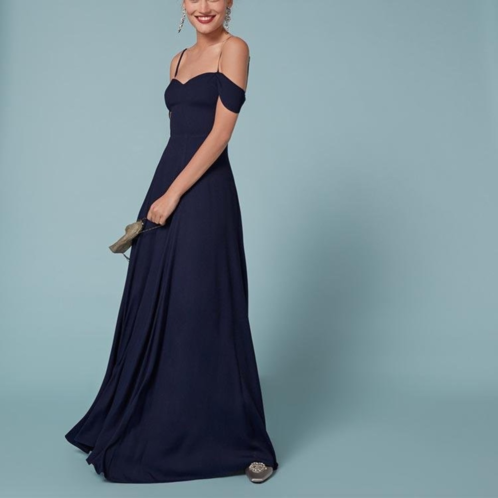 Reformation Midnight Blue Off-Shoulder Maxi Dress